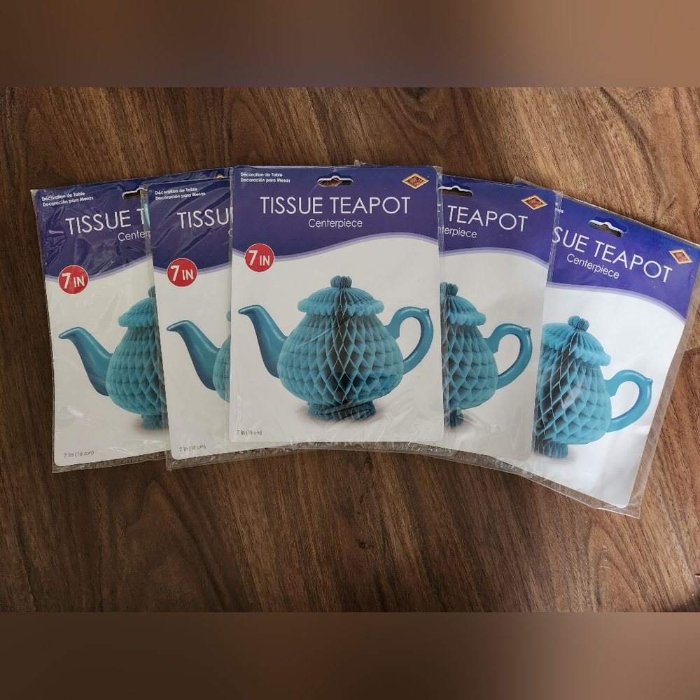 3D Tissue Tea Pot 7in Centerpieces Alice in Wonderland Onederland Party Decor